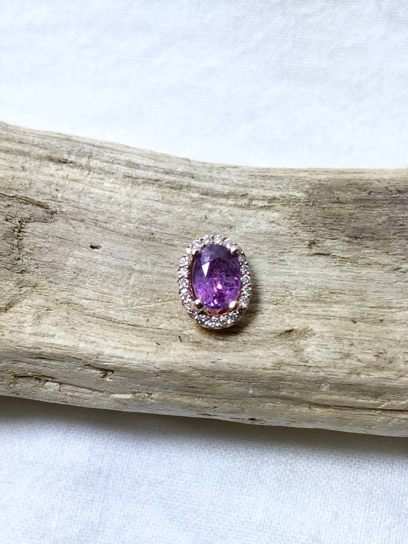 Diamantanhänger Aus 14-Karätigem Roségold Mit Natürlichem Rosa-Violettem Saphir | 1, 04 Ct, Schätzpreis 2.250 Cad von CaeruleumJewelry