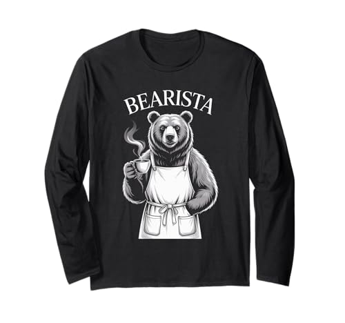 Lustiger Spruch Bearista Kaffee Wortspiel Espresso Witz Damen Herren Langarmshirt von Cafe Animal Humor Latte Brew Morning Roast Art