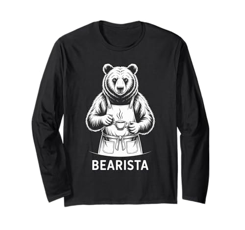 Lustiger Spruch Bearista Kaffee Wortspiel Espresso Witz Damen Herren Langarmshirt von Cafe Animal Humor Latte Brew Morning Roast Art