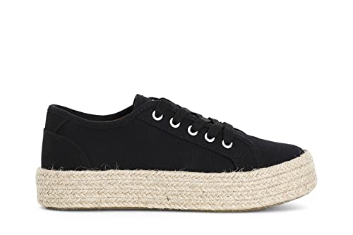 Cafè Noir C1XS9129 Sneaker aus Stoff mit Seilboden, Schwarz , 37 EU von Cafè Noir