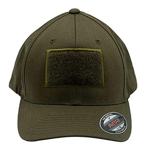 Café Viereck ® Unisex Cap Wooly Combed – mit Flauschfläche für Klett Patches (9 x 6 cm) – für Männer und Frauen (Olivgrün L/XL) von Café Viereck