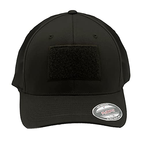 Café Viereck ® Unisex Cap Wooly Combed – mit Flauschfläche für Klett Patches (9 x 6 cm) – für Männer und Frauen (Schwarz L/XL) von Café Viereck