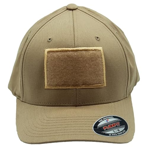 Café Viereck Tactical Cap Unisex Flexfit Wooly Combed – Sand L/XL 57-61 cm beige Baseballcap mit Flauschfläche 9x6 cm für Klett Patches – komfortable, Schirmmütze für Männer und Frauen von Café Viereck
