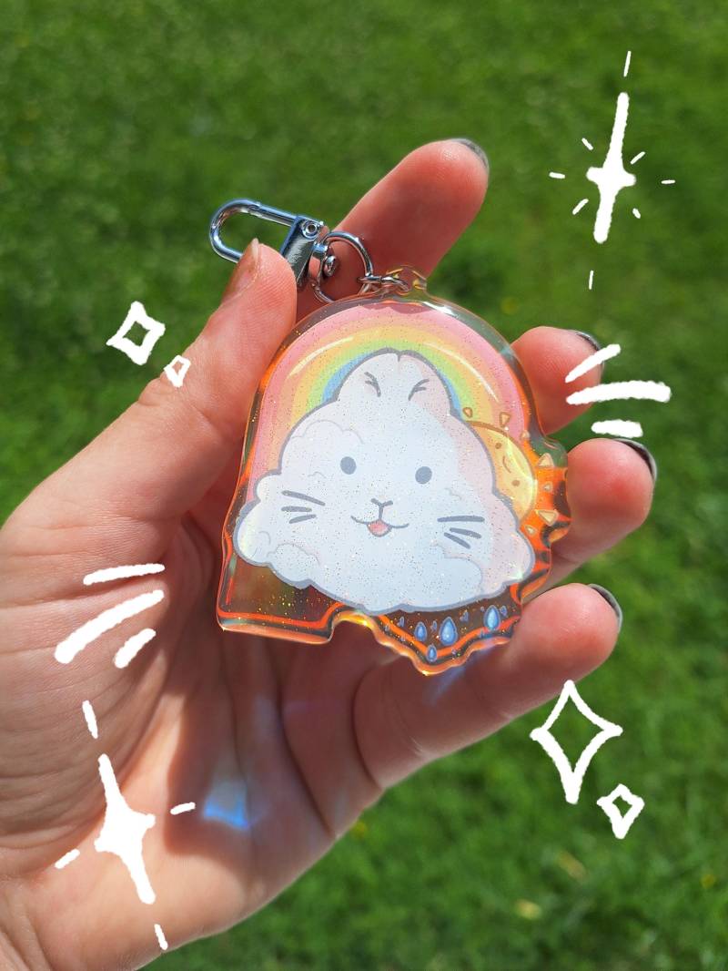 Bun Cloud Rainbow Glitter Keychain | Cute Happy & Angry Cloud Charm For Bunny Pet Lovers, Adorable Sparkle Doublesided Acrylic Rabbit Bun Cloud Rainbow Glitter Keychain | Cute Happy & Angry Cloud Charm For Bunny Pet Lovers, Adorable Sparkle Doublesided Acrylic Rabbit von CafeBunStudioShop
