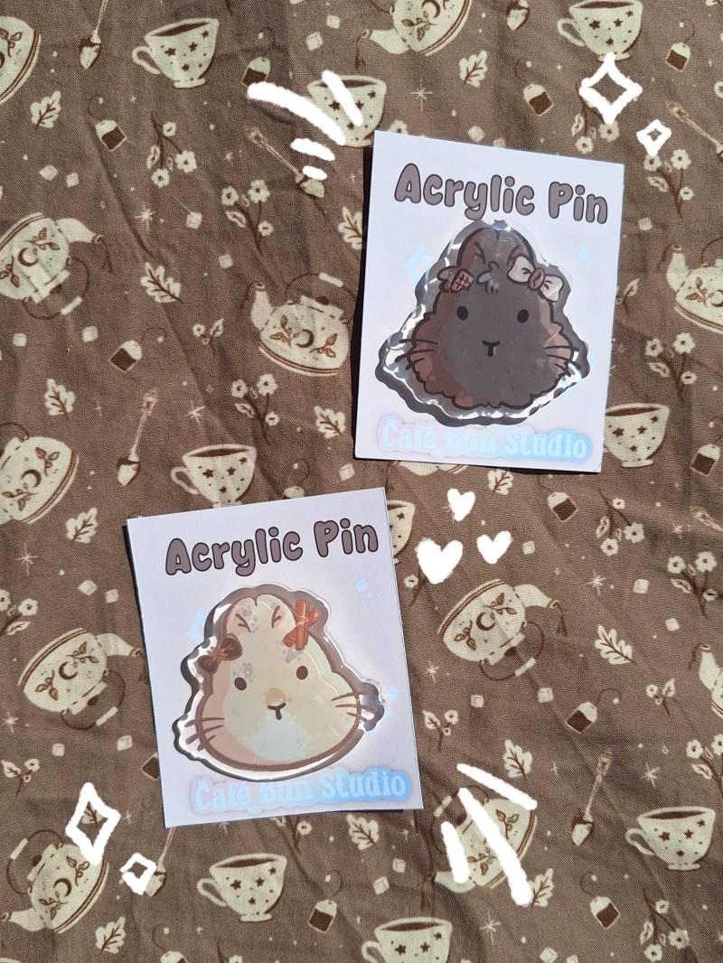 Bunny Mocha & Chai Latte Acrylic Pin | Adorable Bun Badge, Mocca, For Coffee Tea Lover, Cute Chocolate Spice Rabbit Art von CafeBunStudioShop