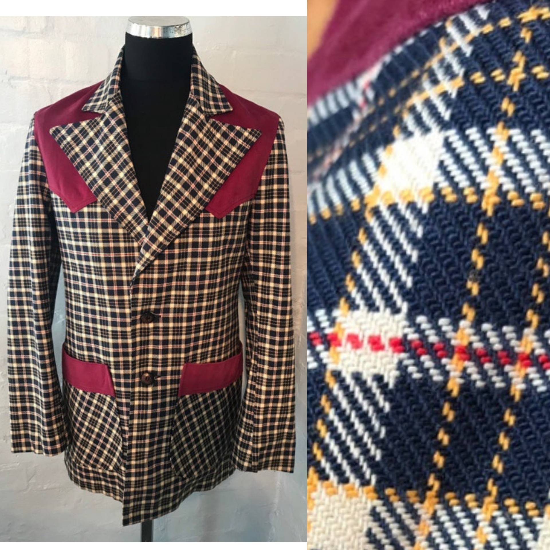 Vtg 70Er Western Jkt- Samtbesatz- Maßgeschneiderte - Keine Etiketten Vtg 70Er Western Jkt- Samtbesatz- Maßgeschneiderte - Keine Etiketten von CafeSocietyVintageGB