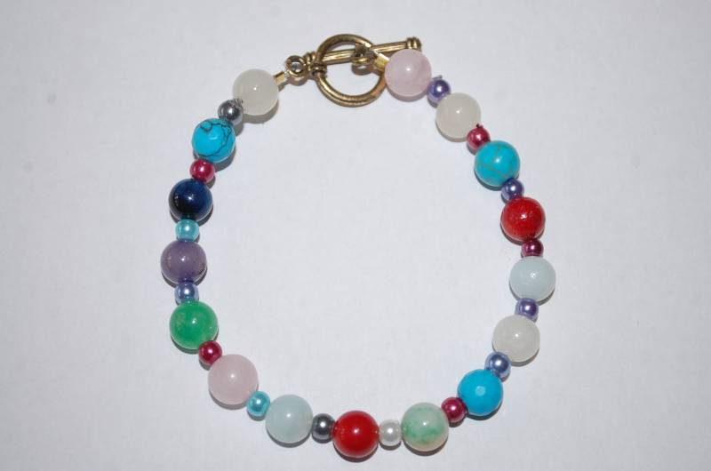 Multi Edelstein Armband Mit Edelsteine Und Multicolor Perle Abstandshalter. 8 In Multi Edelstein Armband Mit Edelsteine Und Multicolor Perle Abstandshalter. 8 In von Cafearts