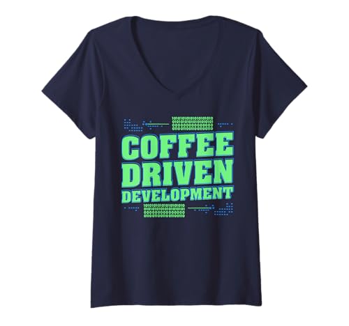 Damen Meme-Programmierer von Coffee Driven Development, angetrieben von Kaffee T-Shirt mit V-Ausschnitt Damen Meme-Programmierer von Coffee Driven Development, angetrieben von Kaffee T-Shirt mit V-Ausschnitt von Caffeinated Coders & Programmers by NLTS