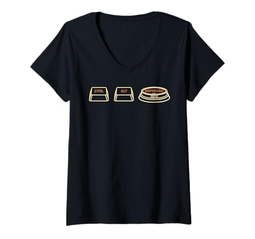 Damen Strg Alt Espresso Coder Meme T-Shirt mit V-Ausschnitt Damen Strg Alt Espresso Coder Meme T-Shirt mit V-Ausschnitt von Caffeinated Coders & Programmers by NLTS