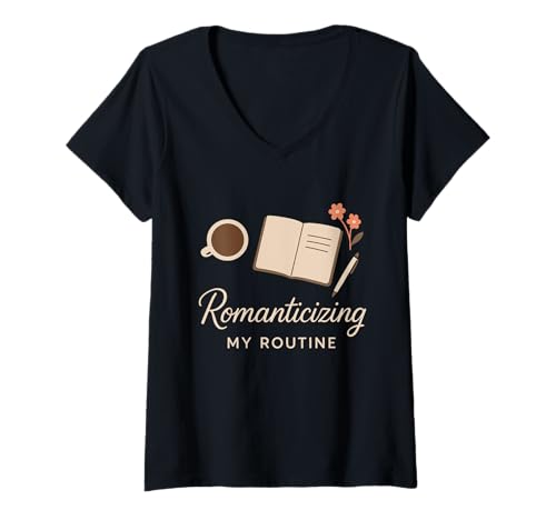 Damen Coffee Lover Hauptfigur Koffein Zitat Latte Lifestyle T-Shirt mit V-Ausschnitt Damen Coffee Lover Hauptfigur Koffein Zitat Latte Lifestyle T-Shirt mit V-Ausschnitt von Caffeinated Girl Boss Funny Coffee Aesthetic Humor