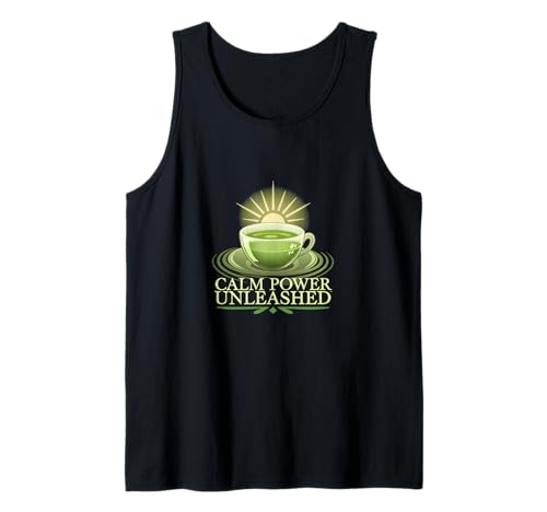 Calm Power Unleashed Grünes Teelicht Sunrise Zen Bliss Glow Tank Top Calm Power Unleashed Grünes Teelicht Sunrise Zen Bliss Glow Tank Top von Caffeine Consumers Mild Energy Tea Lovers Tees