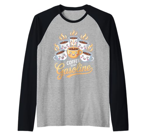 Lustiger Spruch Kaffee ist Mein Benzin Energy Drink Damen Herren Raglan von Caffeine Humor Kawaii Mug Morning Mom Dad Novelty