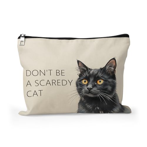 Cafl Make-up-Tasche, Kosmetiktasche für Damen, großes Fassungsvermögen, 25,4 x 20,3 cm, Don't Be a Scaredy Cat von Cafl