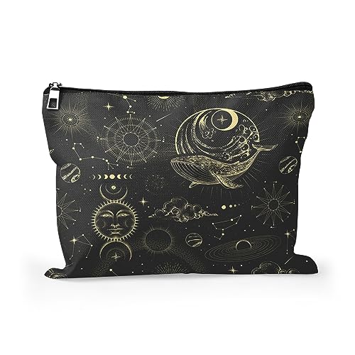 Cafl Make-up-Tasche, Kosmetiktasche für Damen und Mädchen, große Kapazität, tragbarer Reise-Organizer, 25,4 x 20,3 cm, Astrologie magische Planeten02 von Cafl