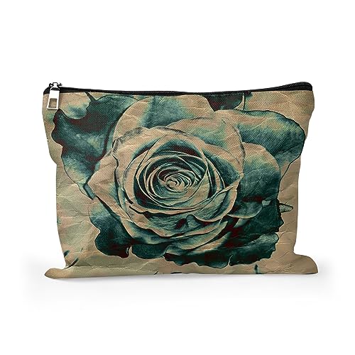 Cafl Make-up-Tasche, Kosmetiktasche für Damen und Mädchen, große Kapazität, tragbarer Reise-Organizer, 25,4 x 20,3 cm, Vintage Art Rose 02 von Cafl