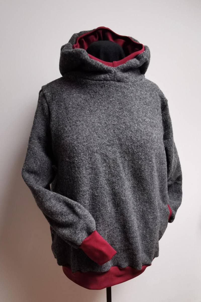 Hoodie, Weiche Schurwolle, Oversized. Verschiedene Farben. Kapuzenpullover Aus Wollfleece. Woll-Pullover Mit Taschen. Warmer Wollpullover von CahaStoffideen