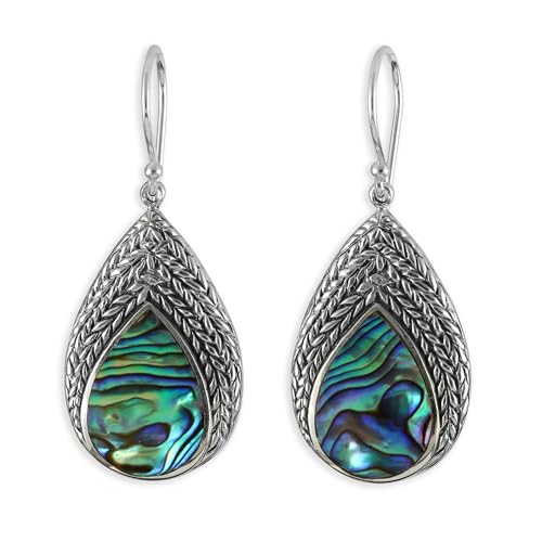 925er Silber und Abalone Perlmutt Ohrringe Hänger SER397 von Cahaya Permai