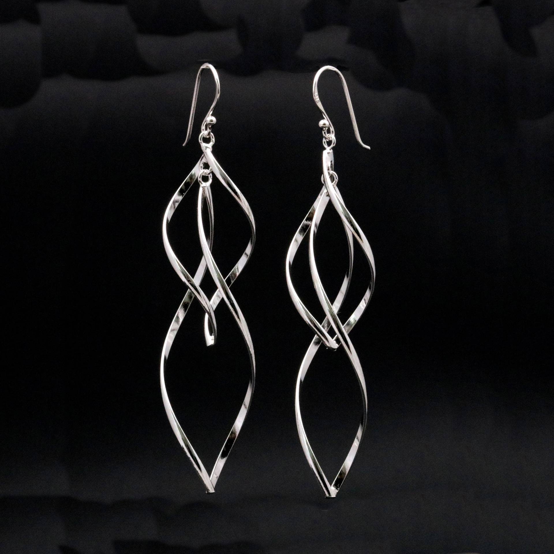 925 Silber Damen Ohrringe Hängeohrringe 7, 5cm Lang Handarbeit von CahayaPermai