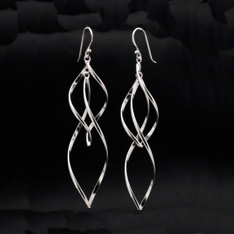 925 Silber Damen Ohrringe Hängeohrringe 7, 5cm Lang Handarbeit von CahayaPermai