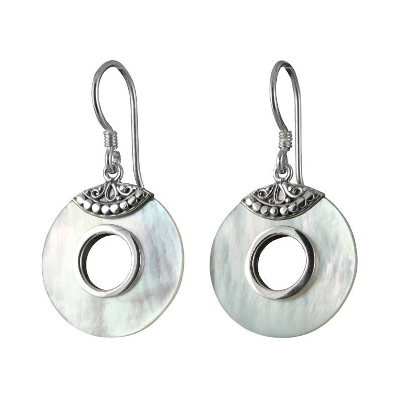 925 Silber Ohrringe Damen Hängeohrringe Mit Perlmutt Donut Elegantes Design von CahayaPermai
