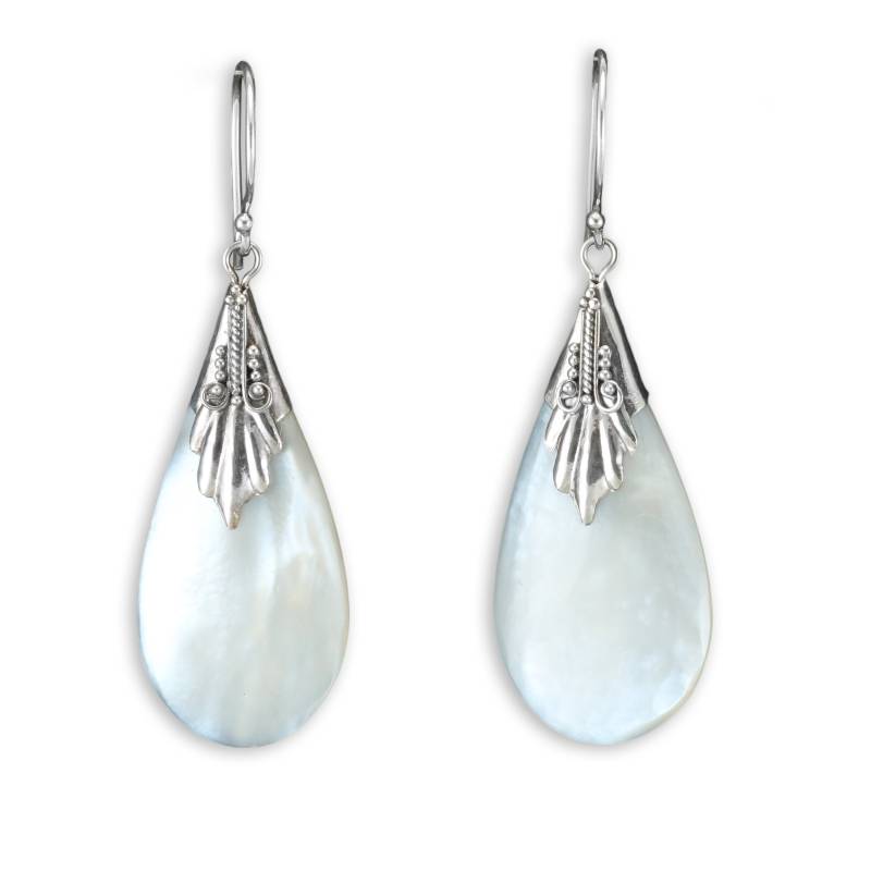 925 Silber Ohrringe Damen Hängeohrringe Mit Perlmutt Elegantes Tropfen Design von CahayaPermai
