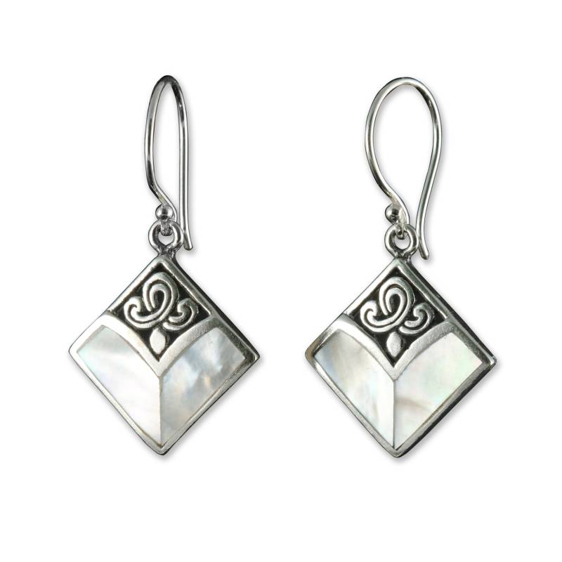 925 Silber Ohrringe Damen Hängeohrringe Mit Perlmutt Elegantes Vintage Design von CahayaPermai