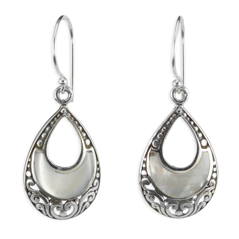 925 Silber Ohrringe Damen Hängeohrringe Mit Perlmutt Elegantes Vintage Design von CahayaPermai