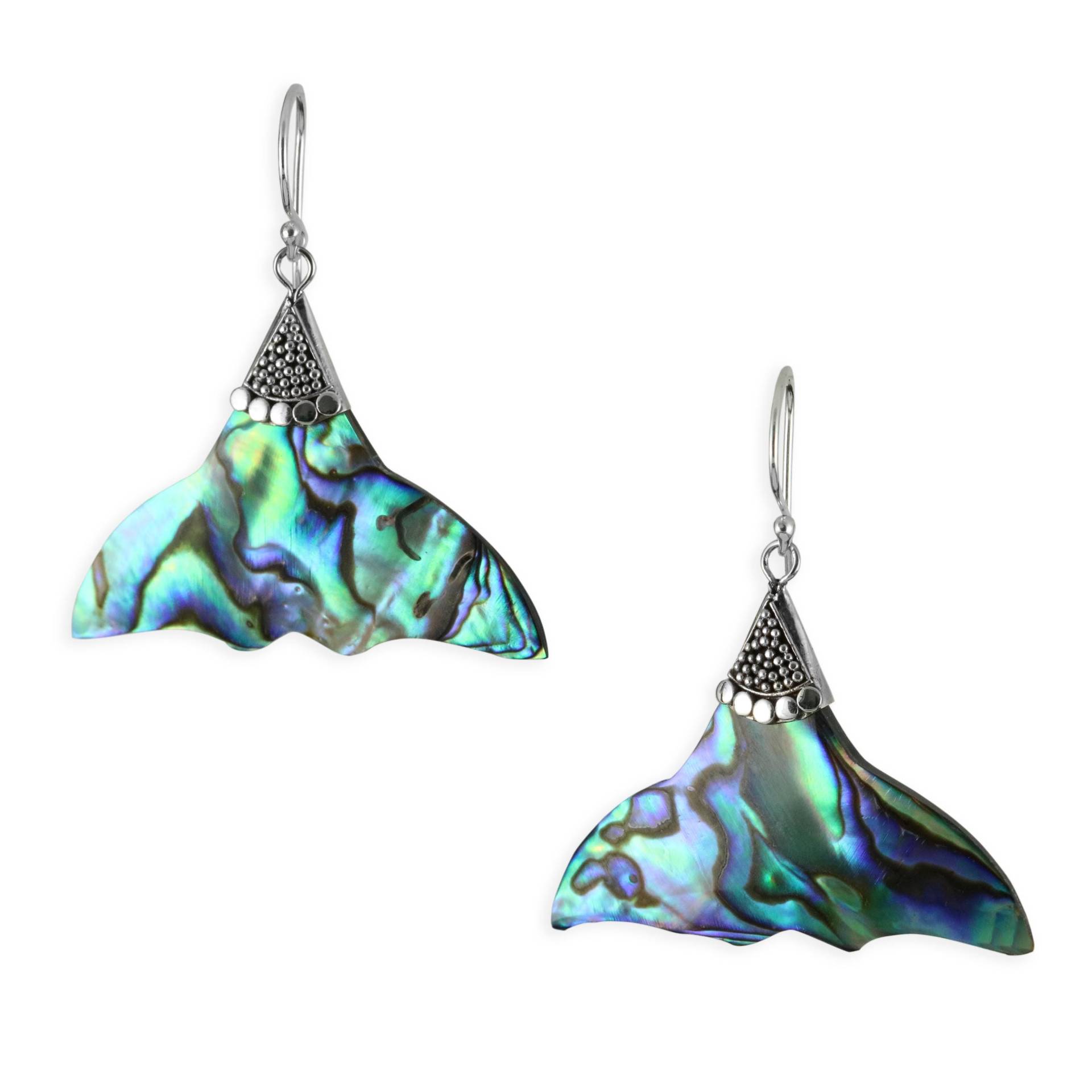 925 Silber Ohrringe Damen Mit Abalone Perlmutt Flosse Wal Walflosse von CahayaPermai