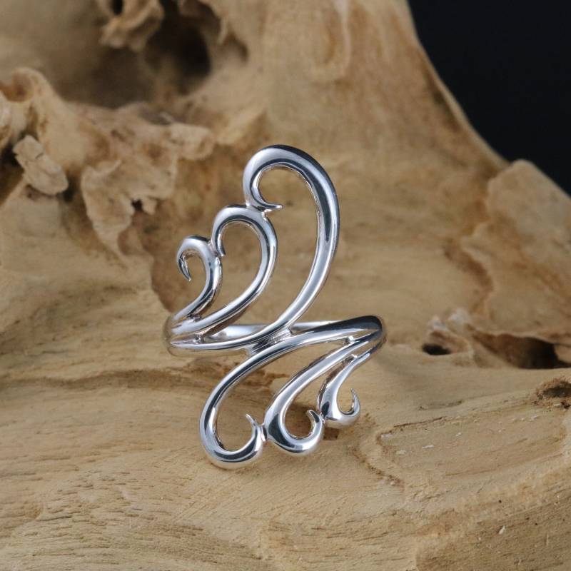 Eleganter 925 Silberring Damen Silber Ring Ornament von CahayaPermai