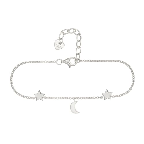 Caï Damen Armband 925 Sterling Silber rhodiniert Sterne Mond 925/- Sterling Silber 16+3cm rhodiniert ohne Stein weiß 360260198R-19 von Caï