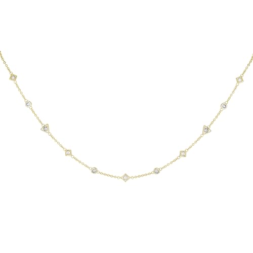 Caï Damen Halskette Choker 925 Silber vergoldet mit Zirkonia 925/- Sterling Silber 32+5cm Glänzend weiß 360252617V-37 von Caï