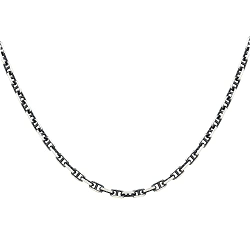 Caï Herren Kette 925 Sterling Silber oxidiert Steg-Anker Kette 925/- Sterling Silber 50cm Geschwärzt ohne Stein weiß 500250733-50 von Caï