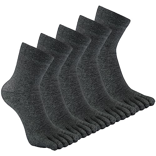 CaiDieNu Herren Zehensocken Baumwolle Athletic Running Fünf-Finger-Crew-Socken 5 Paar, Grau, 5 Paar, 46-48 EU CaiDieNu Herren Zehensocken Baumwolle Athletic Running Fünf-Finger-Crew-Socken 5 Paar, Grau, 5 Paar, 46-48 EU von CaiDieNu