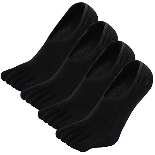 CaiDieNu Herren Zehensocken Männer Fünf Finger Unsichtbare Kurze No Show Socken Sommer Baumwoll Sport Laufende Liner Socken 4 Paare EU 45-48 von CaiDieNu