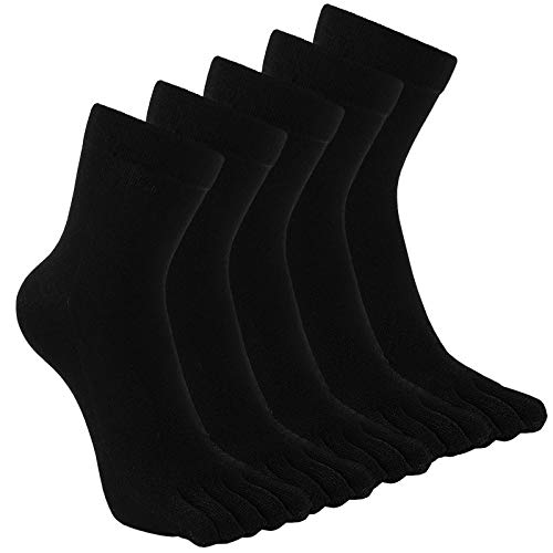 CaiDieNu Männer Baumwoll Sport laufende Herren Zehensocken Fünf Finger Anti Rutsch Besatzung Liner Socken, Eur 39-44 (Europäische Schuhgröße 39-44, 140-noir-5 Paare) von CaiDieNu