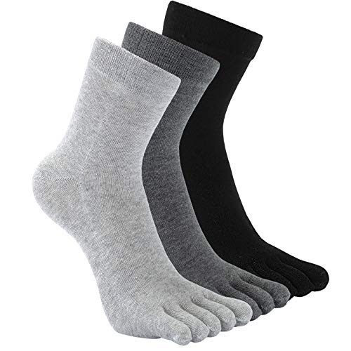CaiDieNu Männer Baumwoll Sport laufende Herren Zehensocken Fünf Finger Anti Rutsch Besatzung Liner Socken 3 Paare Eur 45-48 von CaiDieNu