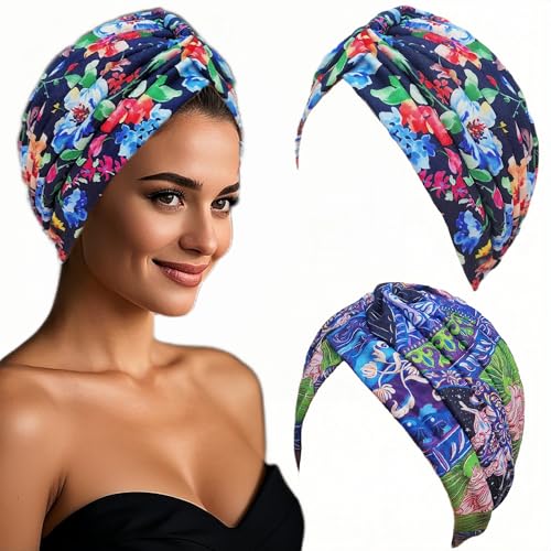 2er Pack Turban Damen Verknotet Tuch Frauen Undercap Hijab Cap Kopftuch Mütze Chemo Islamische Muslimische Solid Color Hijab Mütze Kopfbedeckung Chemo Kopftuch Schlafmütze von CaiJianYuLin