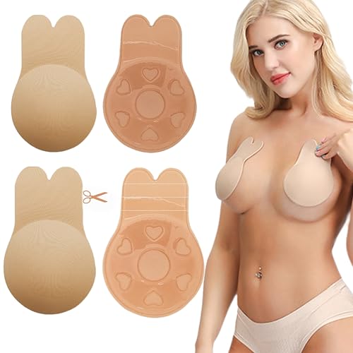 CaiJianYuLin 4PCS Nippelpads Push up Pads Klebe BH Rückenfrei Klebe BH Push-Up Push Up Pads Selbstklebend Unsichtbarer Wiederverwendbare Nipple Cover für Aalle Rückenfreie Kleidung -XXL von CaiJianYuLin