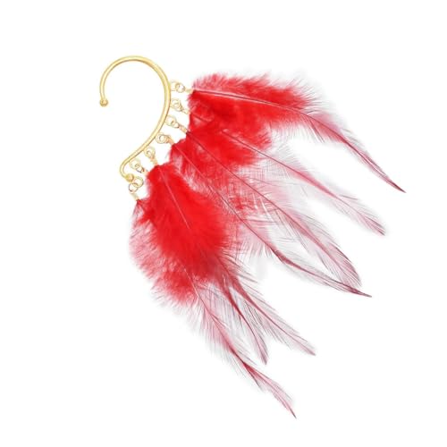 1PCS Afcian Zigeuner links große übertriebene Natur bunte Feder Ohrclip für Frauen oder Männer Tanzparty Reiseschmuck Accessoires von Caiduoduo