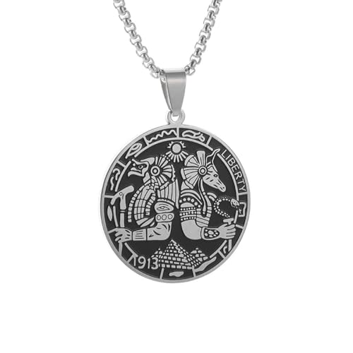 Caiduoduo Altes Ägypten Schutzgott Anubis Horus Orden Edelstahl Anhänger Pharao Halskette für Männer Vintage Amulett Schmuck Geschenk von Caiduoduo