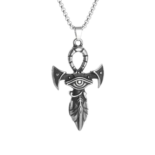 Caiduoduo Auge des Horus Leben Schlüssel Ankh Anhänger Ägyptischer Charm Amulett Totem für Männer und Frauen Schutzsymbol Halskette Schmuck von Caiduoduo