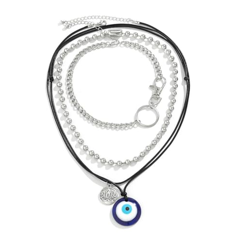 Caiduoduo Boho Türkisches Glück Blau Auge Anhänger Halskette Stern Charm Seil HalsbandSchmuck Halsband Zubehör Party Girl von Caiduoduo