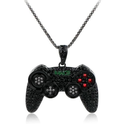 Caiduoduo Delicate Shiny Zircon Inlaid Gamepad Pendant Necklace for Men Women Hip Hop Rock Party Game Jewelry Gifts von Caiduoduo