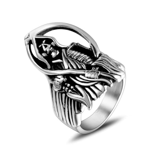 Caiduoduo Der Sensenmann Herren Titan Ringe Retro Persönlichkeit Pop Ringe Hip Hop Hand Ornamente von Caiduoduo