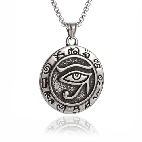Caiduoduo Edelstahl Ankh Halskette Auge des Horus Anhänger Für Männer Frauen Altägyptische Rune Symbol Schmuck Geschenk von Caiduoduo