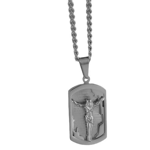 Caiduoduo Edelstahl Halskette Hip Hop Rock Cross Jesus Anhänger Geeignet für Herren Amulett Schmuck Geschenk von Caiduoduo