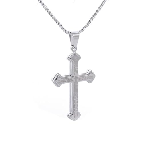 Caiduoduo Edelstahl Herren Damen Kreuz Halskette Anhänger 3 Farben Verfügbar Klassisches Amulett Schmuck Religiöses Gebet Zubehör von Caiduoduo