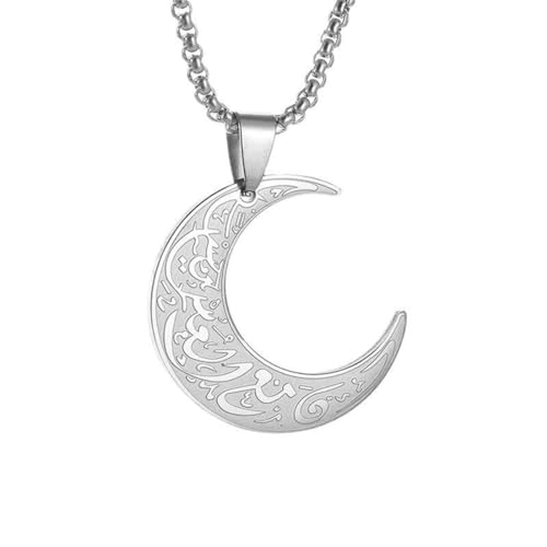 Caiduoduo Edelstahl Hexenknoten Mond Elf Anhänger Halskette für Männer und Frauen Mode Glück Amulett Schmuck Geschenk von Caiduoduo