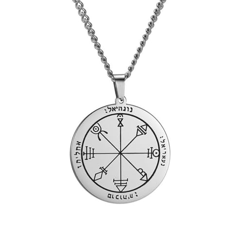 Caiduoduo Edelstahl Salomon Pentagramm Amulett Anhänger Halskette Herren Lucky Fortune Siegel Schmuck Geschenk von Caiduoduo