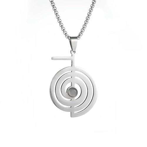 Caiduoduo Edelstahl Spiral Symbol Anhänger Halskette für Männer und Frauen Mode Charme Heilung Schmuck Amulett Geschenk von Caiduoduo